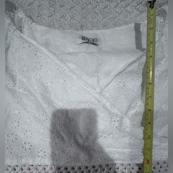 SABO SKIRT WOMENS White Eyelet Wrap Top SMALL - Picture 4 of 7